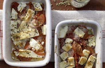 Baked feta cheese