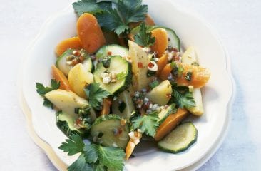 Warm potato salad with courgette, carrots and anchovies Warm potato salad with courgette, carrots and anchovies