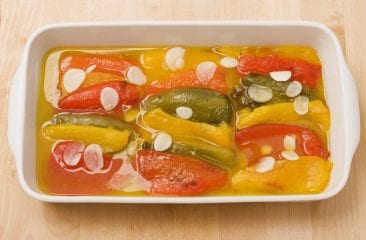 Grilled peppers with garlic