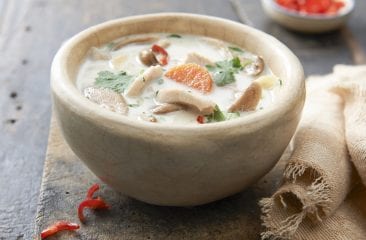 Coconut chicken soup with vegetables