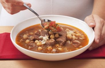 Meat pot with rice and chickpeas