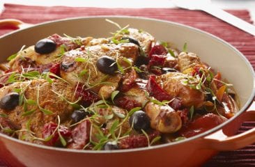 Basque style chicken with olives and peppers