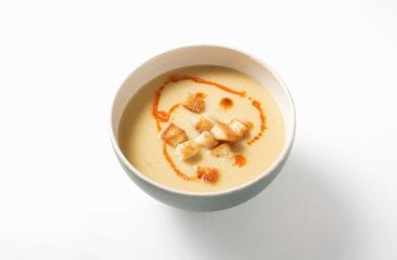 Soup with red lentils and croutons Soup with red lentils and croutons