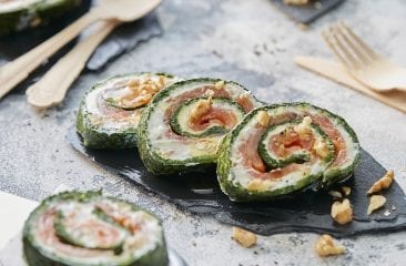 Spinach roll with cheese and salmon Spinach roll with cheese and salmon