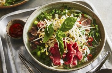 Vietnamese beef soup with rice noodles