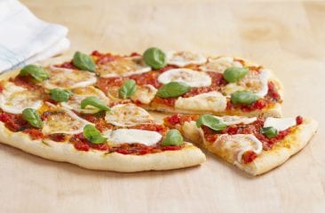 Pizza with tomato and mozzarella