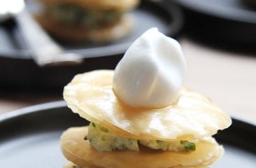 Filo pastry with herb cream