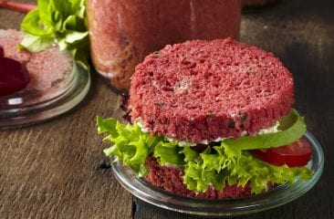 Beetroot bread with caraway seeds in a glass