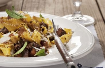 Game stew with pasta