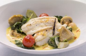 Sole with vegetables and saffron sauce Sole with vegetables and saffron sauce