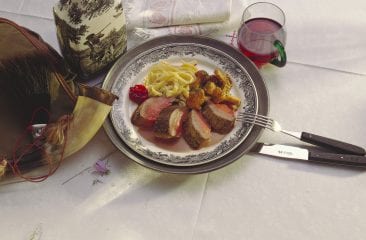 Saddle of venison with spaetzle and chanterelles Saddle of venison with spaetzle and chanterelles