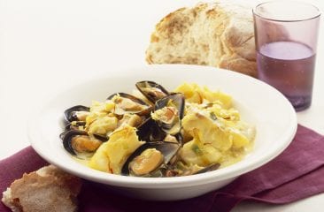 Seafood bourride with aioli