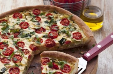 Tomato and leek tart