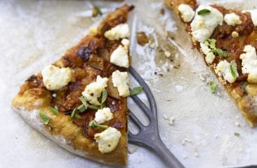 Spicy aubergine pizza