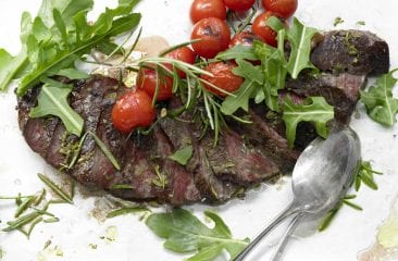 Rump steak with stewed tomatoes Rump steak with stewed tomatoes