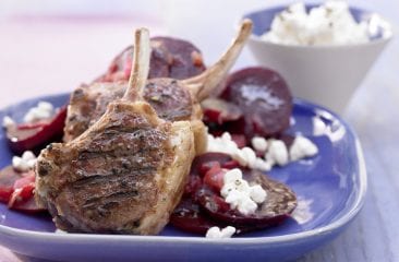 Lamb chops with steamed beetroot