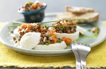 Lentil and carrot salad with mozzarella