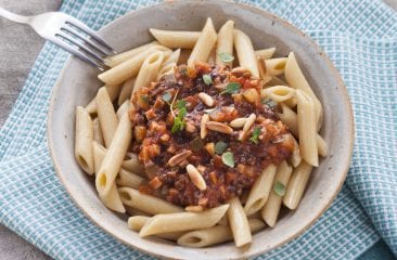 Lentil-courgette Bolognese
