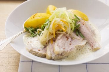 Veal shoulder with boiled potatoes and root vegetables Veal shoulder with boiled potatoes and root vegetables