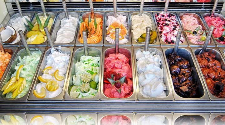 Ice Cream Anzeige von verschiedenen Eissorten