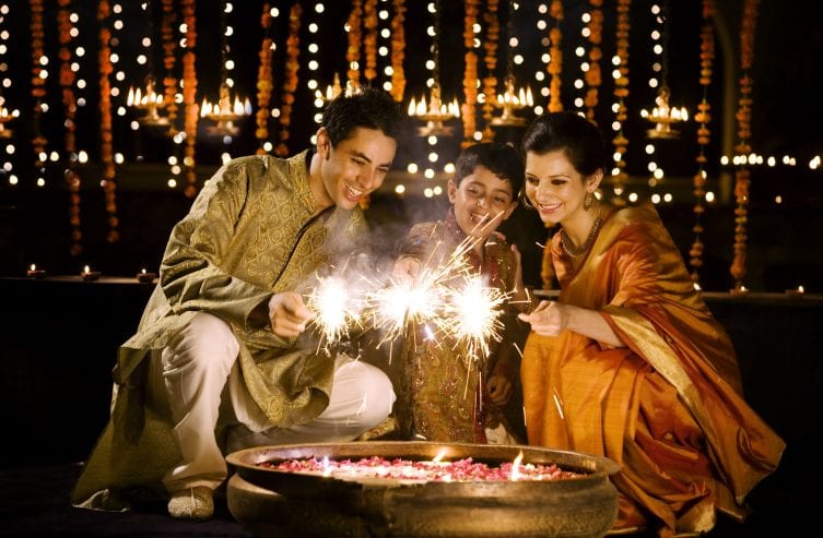Family celebrating Diwali