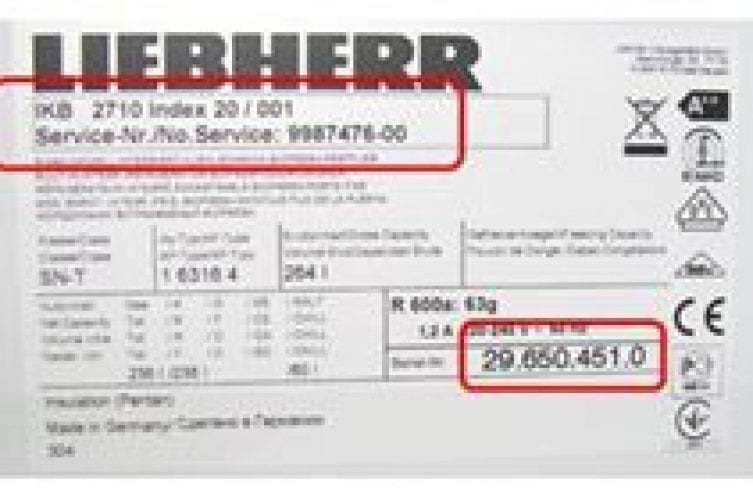 Rating Plate for Liebherr Appliances