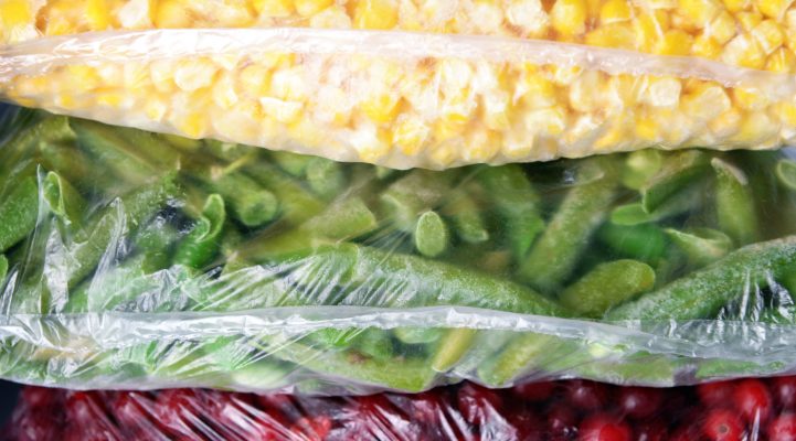 Frozen vegetables in bags