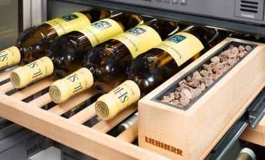 Lava stones in a Liebherr wine cabinet