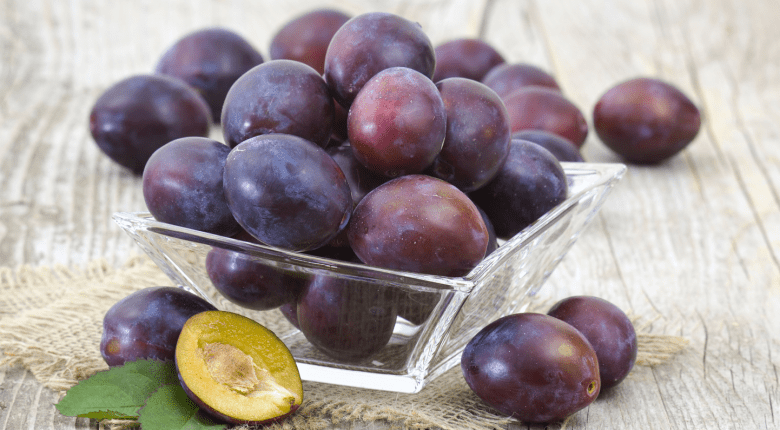 Plums in a bowl