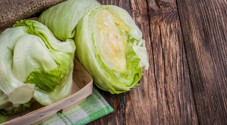 Iceberg lettuce on table