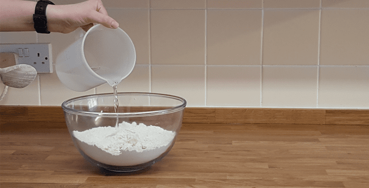 Adding water to bread ingredients