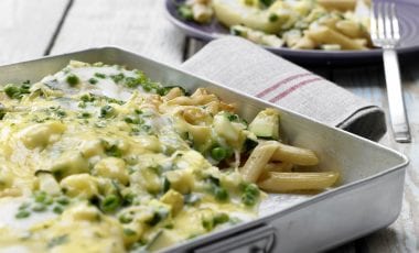 Kohlrabi and pea pasta gratin Kohlrabi and pea pasta gratin