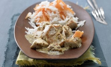 Turkey stew with carrot rice