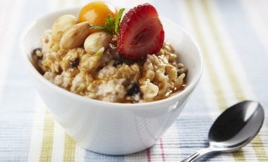 Bircher style muesli with nuts and fresh fruit