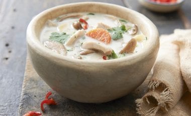 Coconut chicken soup with vegetables