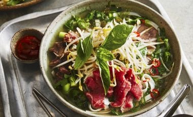 Vietnamese beef soup with rice noodles