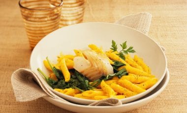 Pasta with smoked haddock and spinach