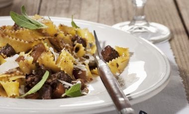 Game stew with pasta