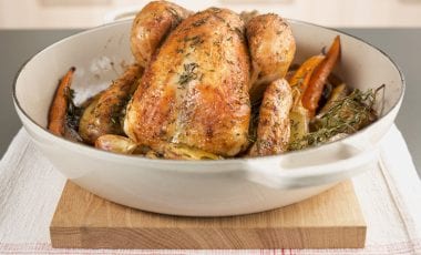 Chicken with rosemary and roasted vegetables