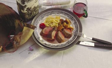 Saddle of venison with spaetzle and chanterelles Saddle of venison with spaetzle and chanterelles