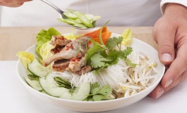 Vietnamese rice noodle salad with sprouts
