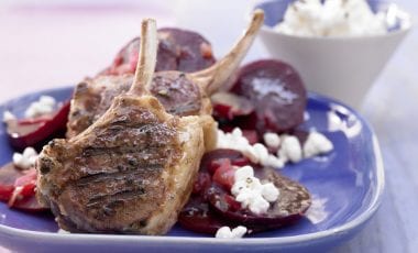 Lamb chops with steamed beetroot