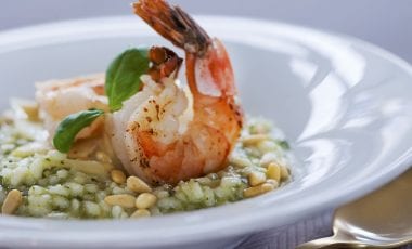 Prawn risotto with pesto