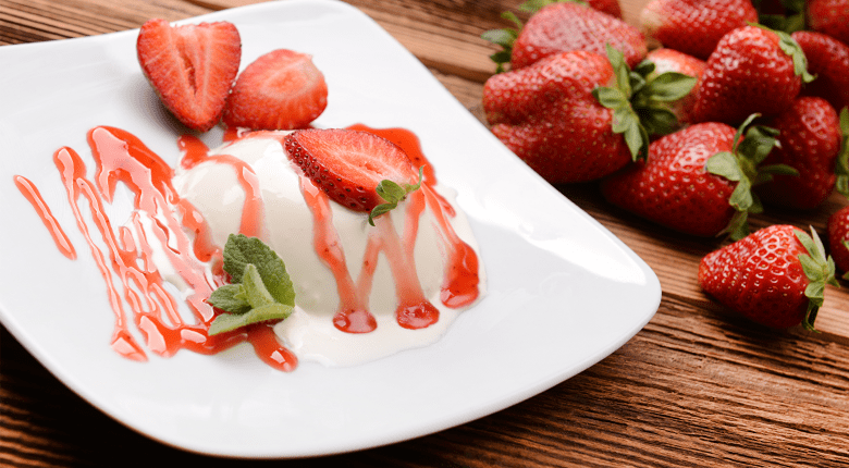 Strawberries and ice-cream