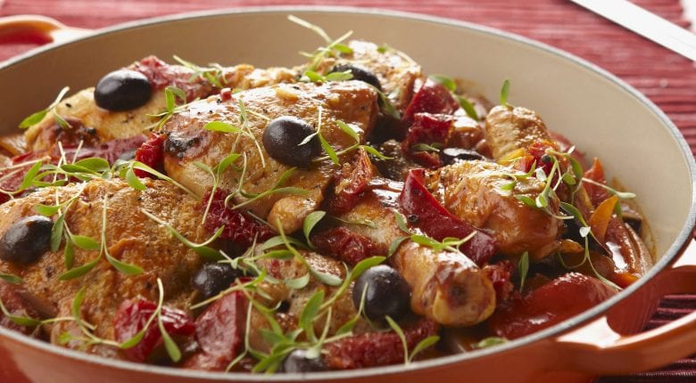 Basque-style Chicken with Olives and Pepper