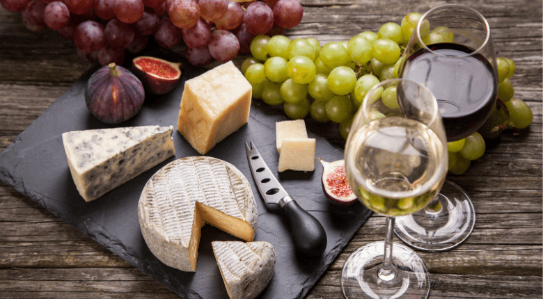 Wine and cheese selection