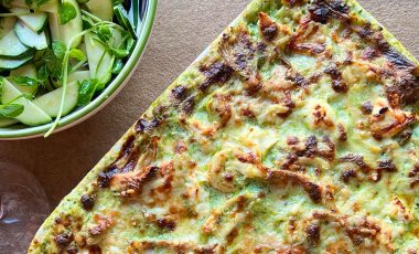 image of lasagne and small bowl of salad