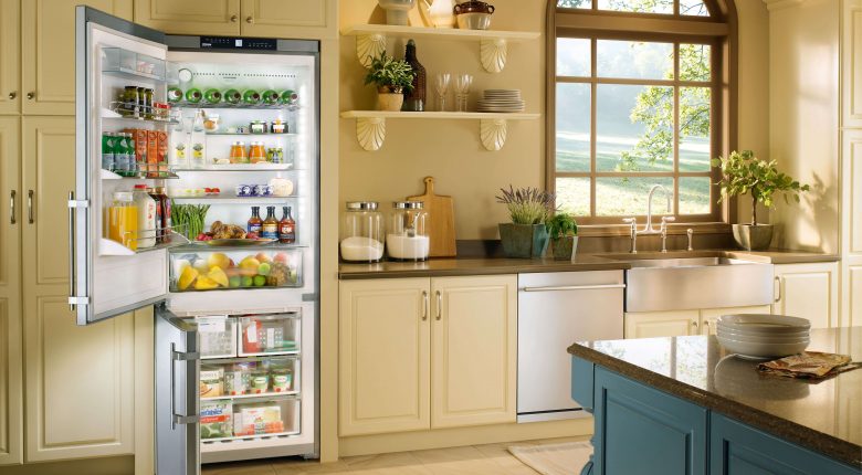 Blue and white kitchen