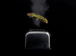 Toaster on black background