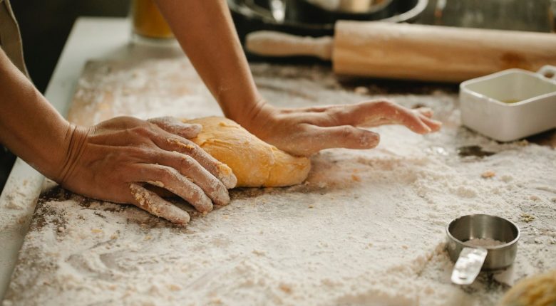 rolling pin with flour